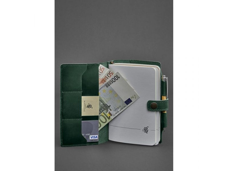 Кожаный блокнот (Софт-бук) 4.0 зеленый Crazy Horse, фото 2