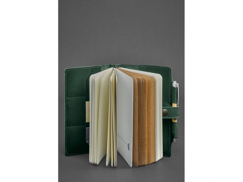 Кожаный блокнот (Софт-бук) 4.0 зеленый Crazy Horse, фото 3