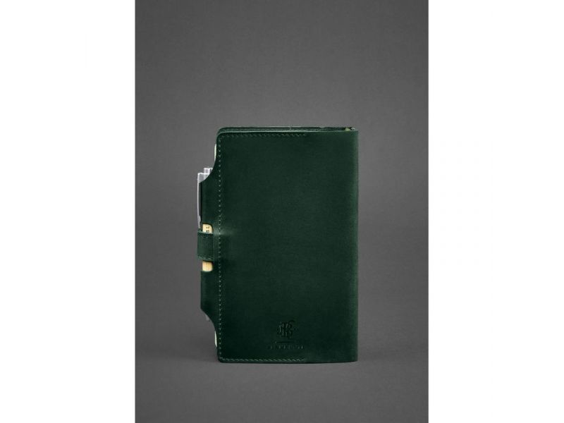 Кожаный блокнот (Софт-бук) 4.0 зеленый Crazy Horse, фото 4