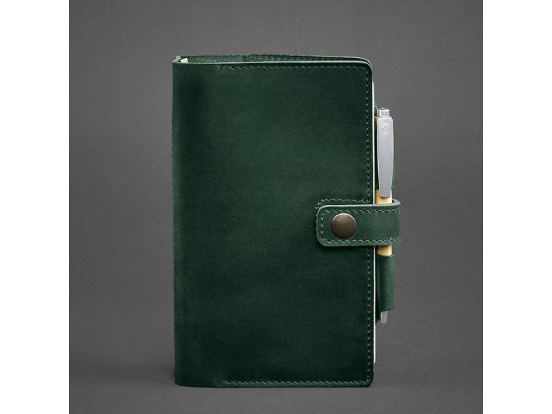 Кожаный блокнот (Софт-бук) 4.0 зеленый Crazy Horse, фото 5