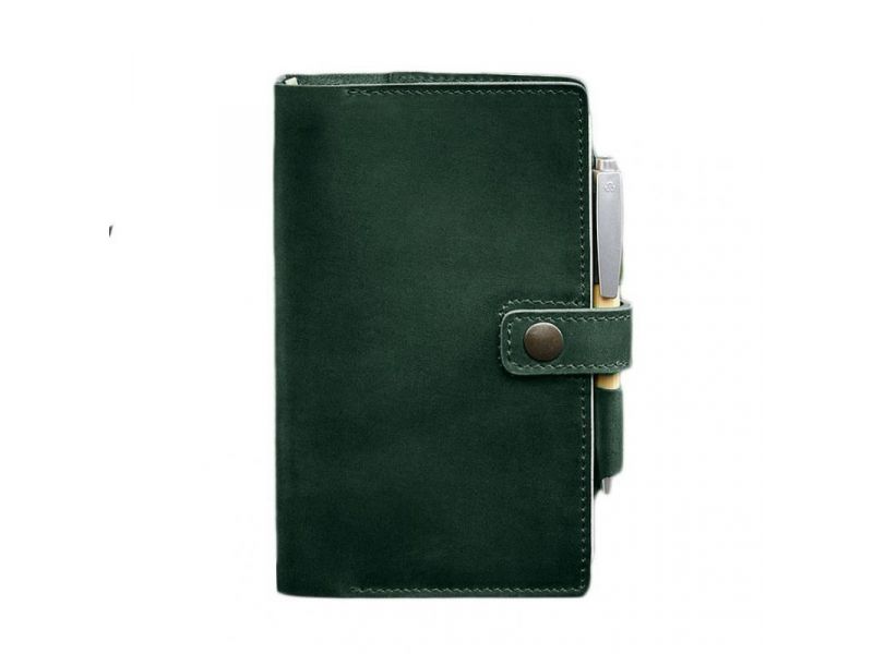 Кожаный блокнот (Софт-бук) 4.0 зеленый Crazy Horse, фото 6