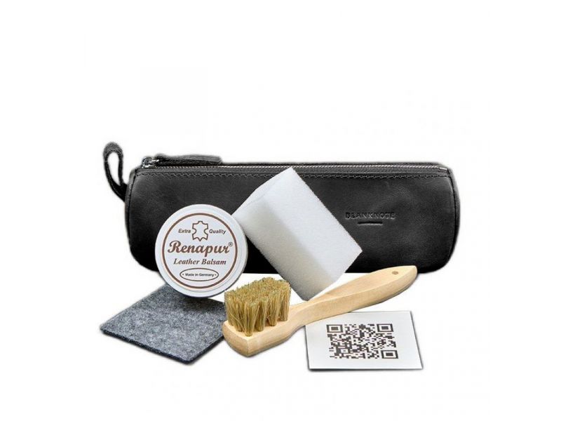Набор для ухода за кожаными изделиями в кожаном чехле черный, фото 4