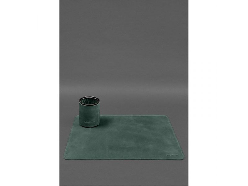 Настольный набор из натуральной кожи  5.0 с картой Украины Зеленый Crazy Horse, фото 4