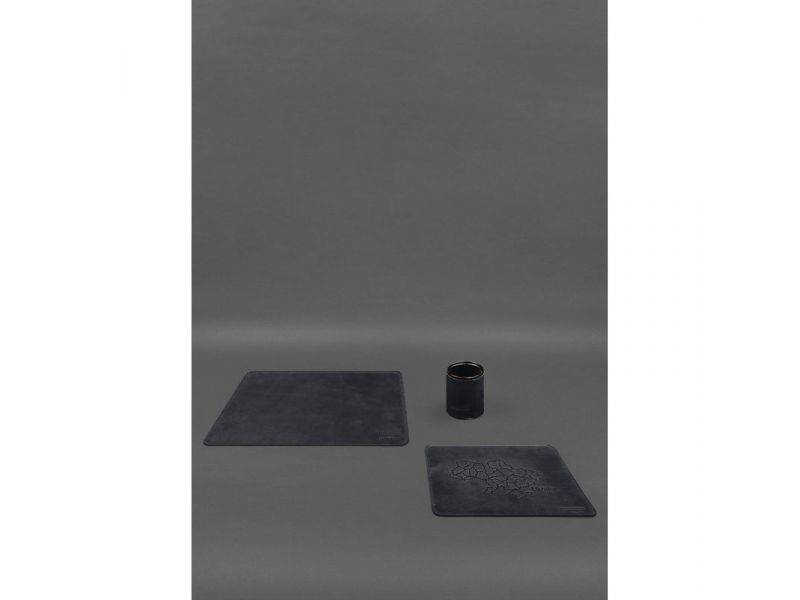 Настольный набор из натуральной кожи  5.0 с картой Украины Синий Crazy Horse, фото 3