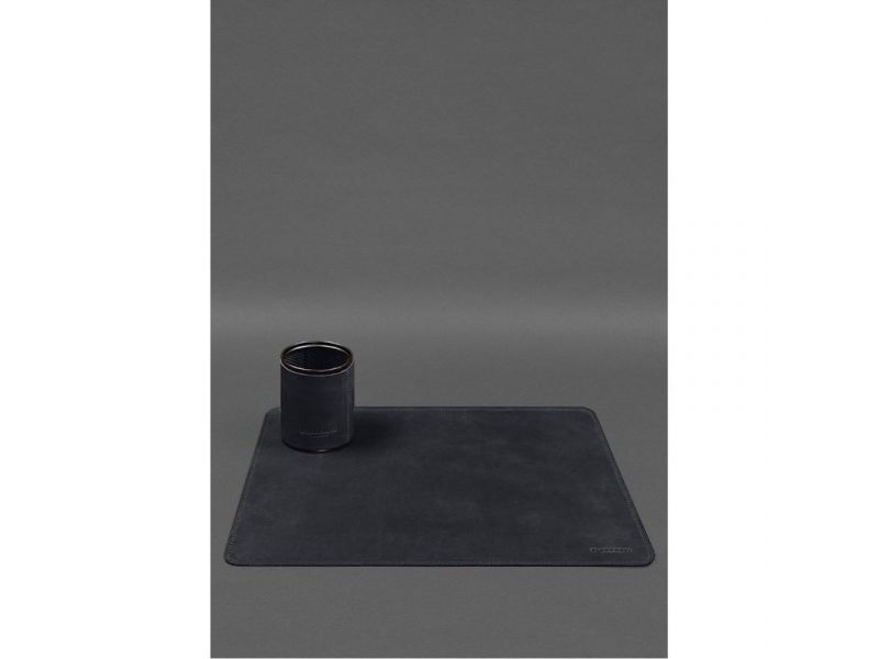 Настольный набор из натуральной кожи  5.0 с картой Украины Синий Crazy Horse, фото 4