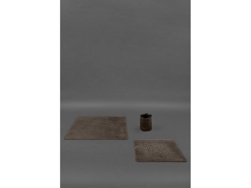 Настольный набор из натуральной кожи  5.0 с картой Украины Темно-коричневый Crazy Horse, фото 3