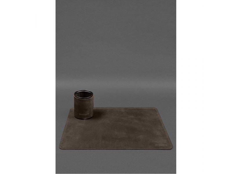 Настольный набор из натуральной кожи  5.0 с картой Украины Темно-коричневый Crazy Horse, фото 4