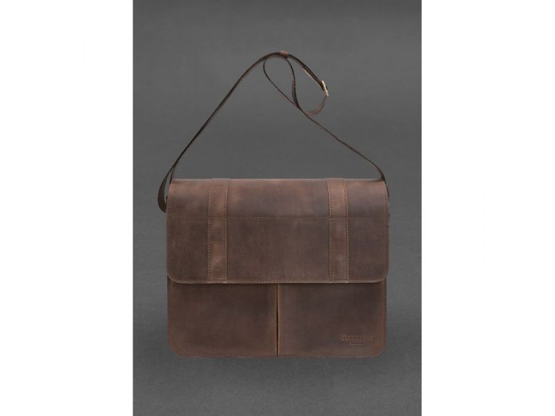 Кожаная сумка-портфель Classic темно-коричневый Crazy Horse с эффектом Pull Up, фото 3