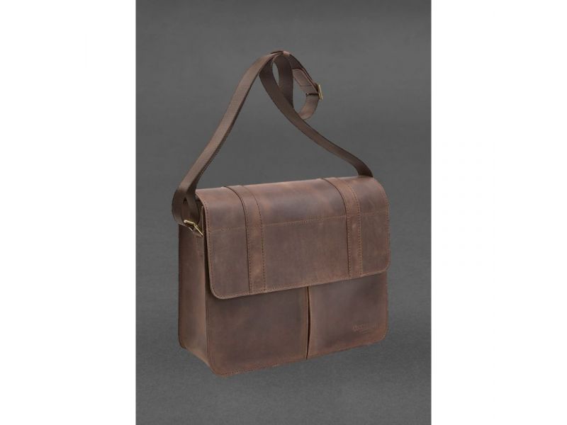 Кожаная сумка-портфель Classic темно-коричневый Crazy Horse с эффектом Pull Up, фото 2