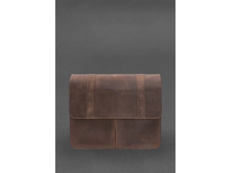 Кожаная сумка-портфель Classic темно-коричневый Crazy Horse с эффектом Pull Up, фото 5