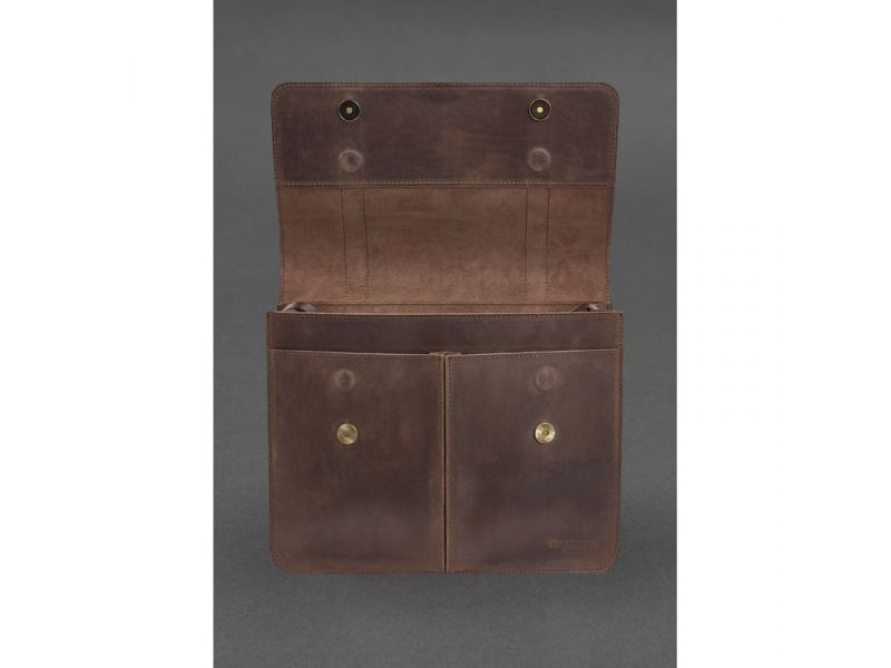 Кожаная сумка-портфель Classic темно-коричневый Crazy Horse с эффектом Pull Up, фото 6