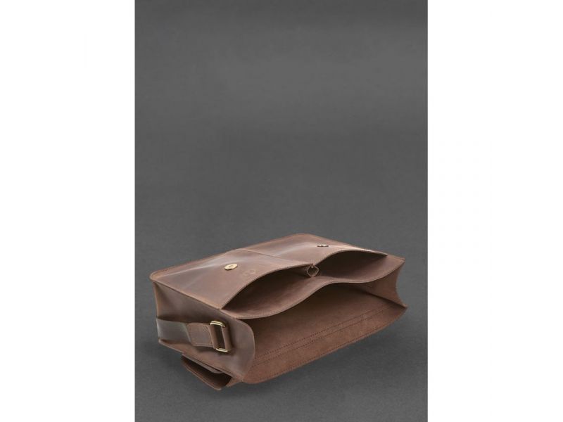 Кожаная сумка-портфель Classic темно-коричневый Crazy Horse с эффектом Pull Up, фото 7
