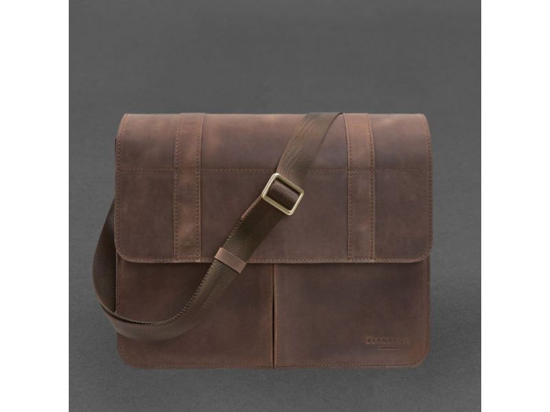 Кожаная сумка-портфель Classic темно-коричневый Crazy Horse с эффектом Pull Up, фото 8