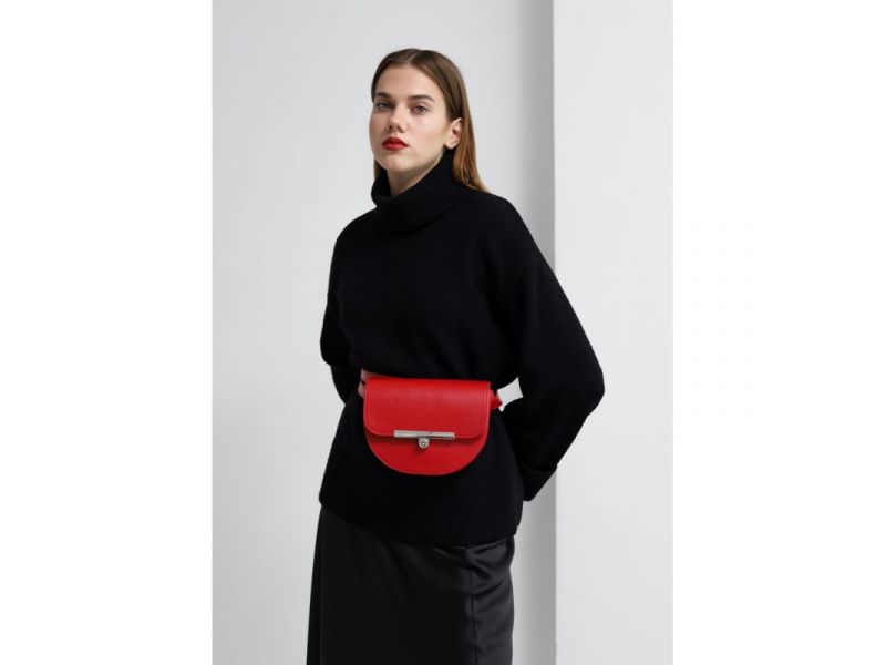 Женская кожаная сумка поясная-кроссбоди Bridget красная, фото 1