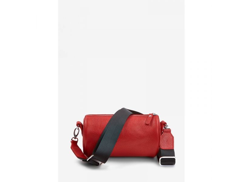 Кожаная сумка поясная-кроссбоди Cylinder красный флотар, фото 1