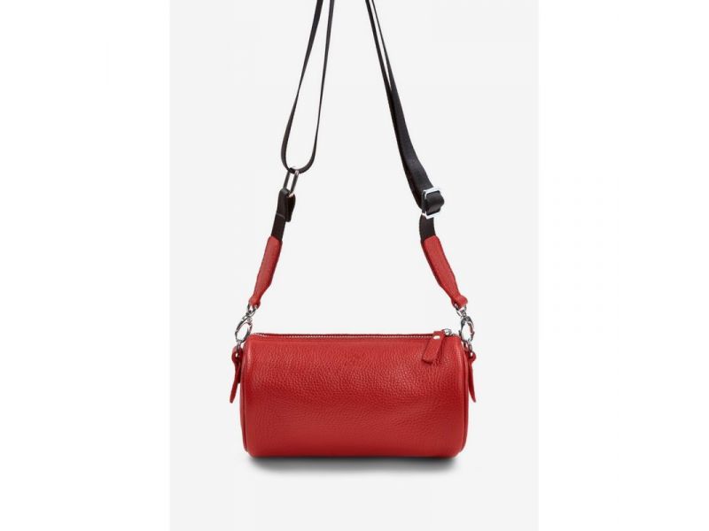 Кожаная сумка поясная-кроссбоди Cylinder красный флотар, фото 2