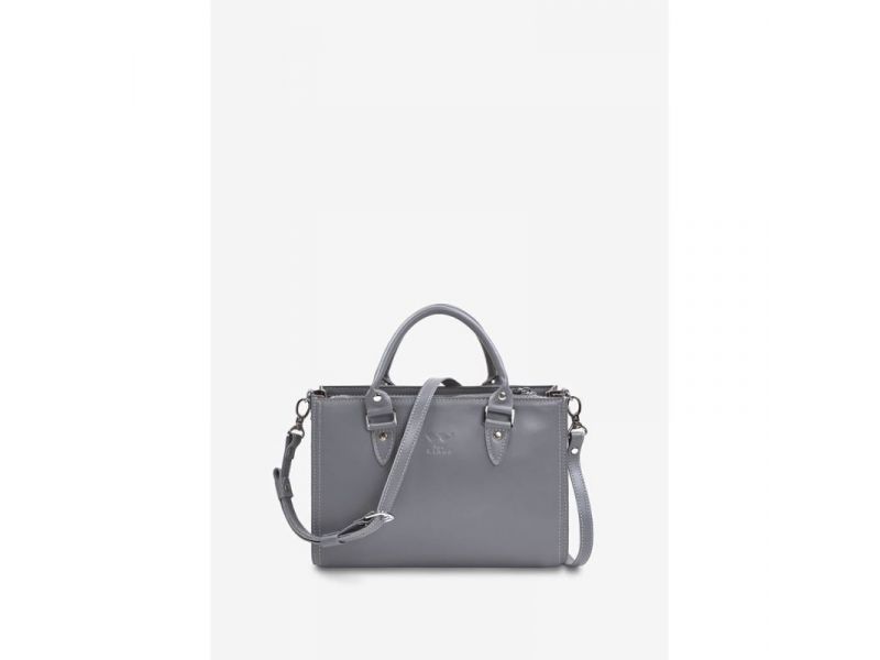 Женская кожаная сумка Fancy сірий краст, фото 2