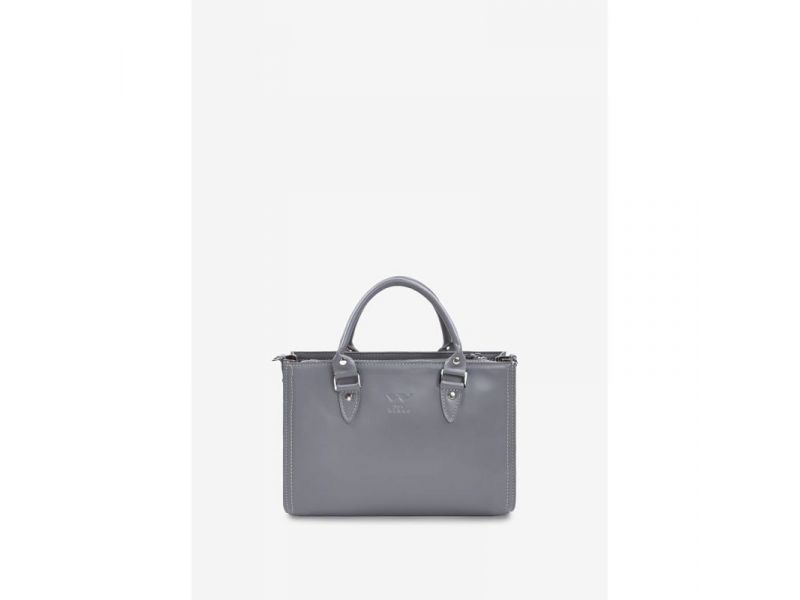 Женская кожаная сумка Fancy сірий краст, фото 3