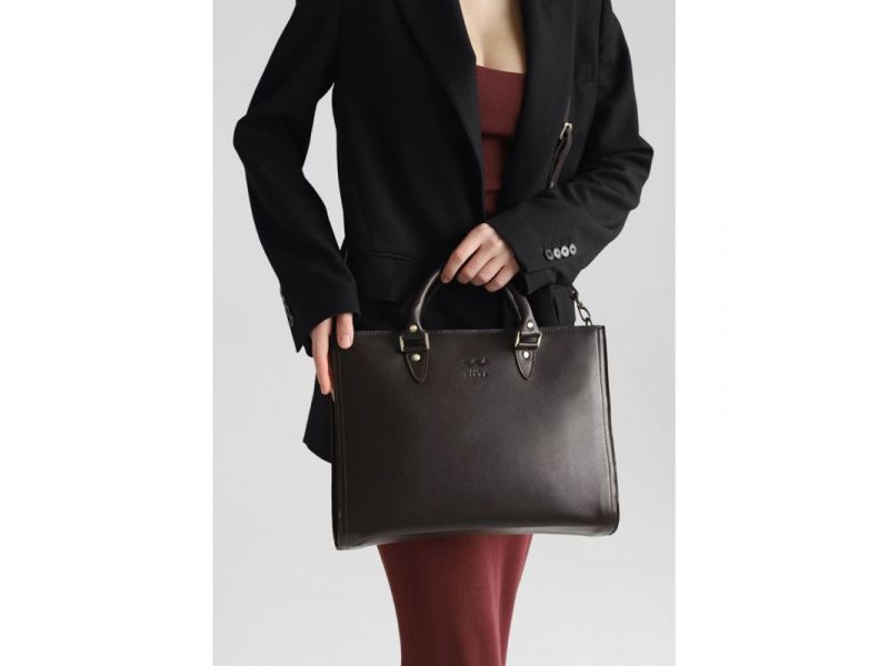 Женская кожаная сумка Fancy A4 коричневая краст, фото 1