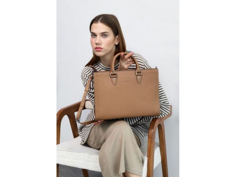 Женская кожаная сумка Fancy A4 карамель краст, фото 1