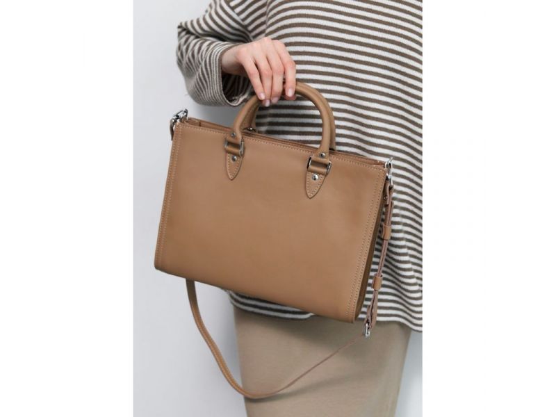 Женская кожаная сумка Fancy A4 карамель краст, фото 8