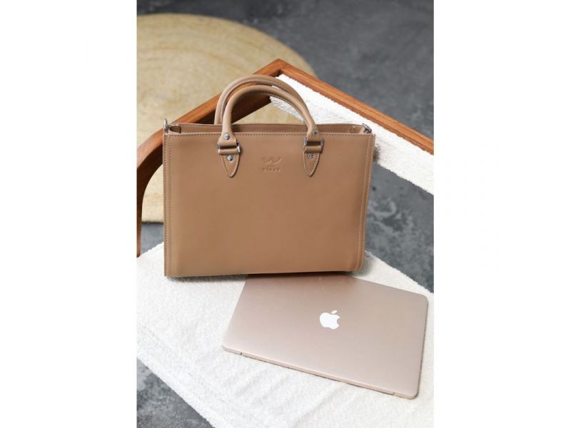 Женская кожаная сумка Fancy A4 карамель краст, фото 7