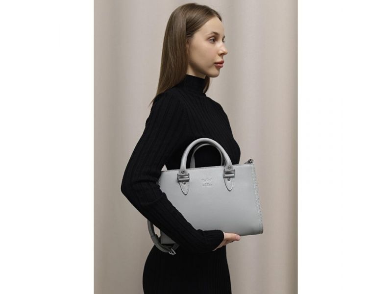 Женская кожаная сумка Fancy сірий краст, фото 1