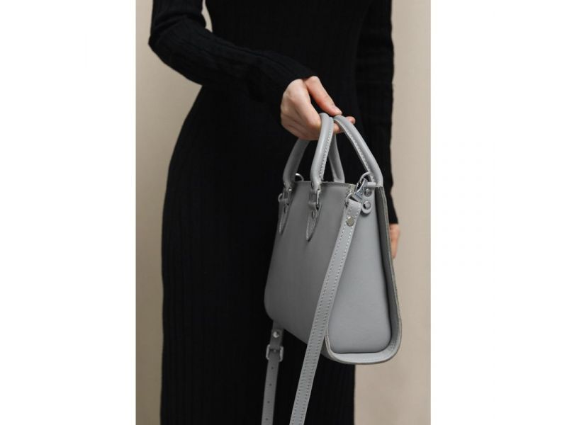 Женская кожаная сумка Fancy сірий краст, фото 9