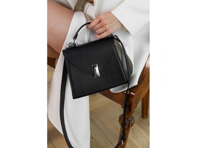 Женская кожаная сумка Futsy Черная, фото 1