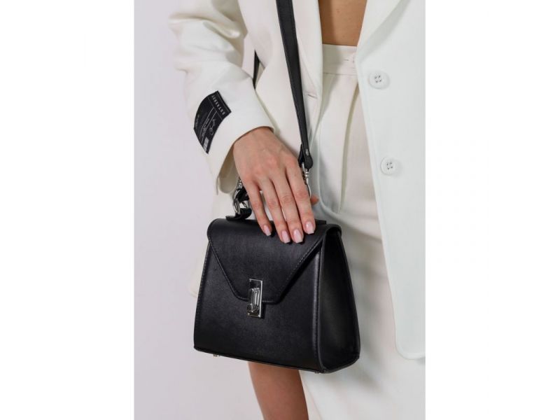 Женская кожаная сумка Futsy Черная, фото 8