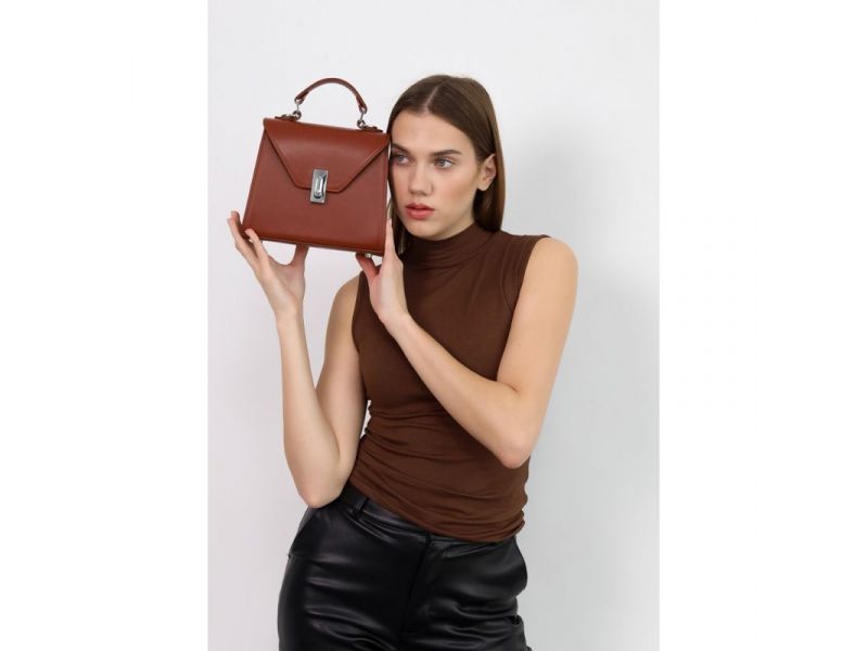 Женская кожаная сумка Futsy Светло-коричневая, фото 1