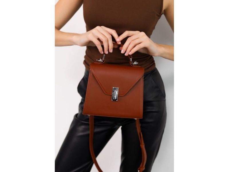 Женская кожаная сумка Futsy Светло-коричневая, фото 2