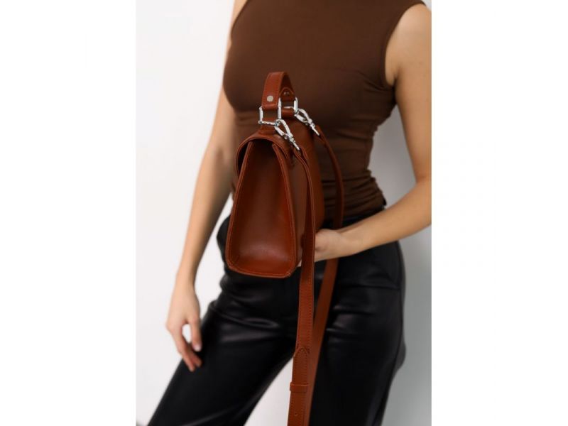 Женская кожаная сумка Futsy Светло-коричневая, фото 3