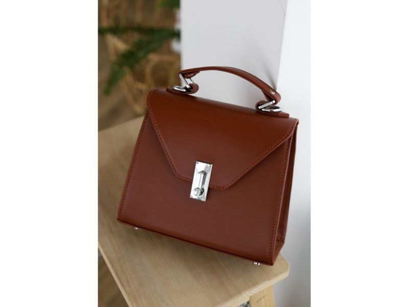 Женская кожаная сумка Futsy Светло-коричневая, фото 6