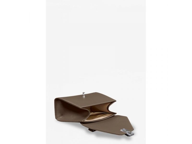 Женская кожаная сумка Futsy Темно-бежевая, фото 8