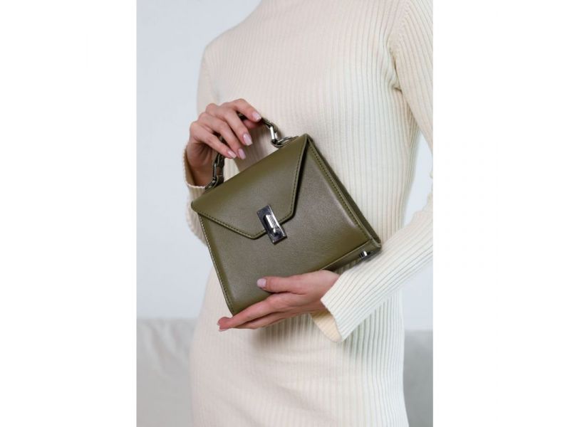 Женская кожаная сумка Futsy Оливковая, фото 1