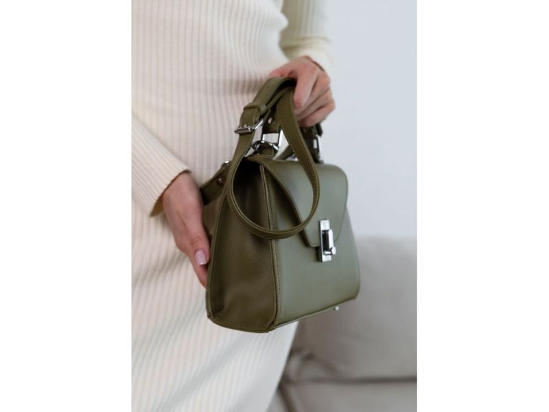 Женская кожаная сумка Futsy Оливковая, фото 10