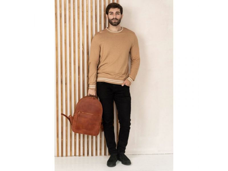 Кожаный рюкзак Groove L светло-коричневый винтаж, фото 6