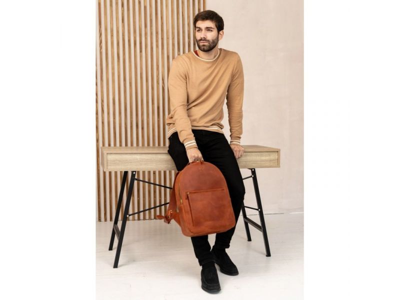 Кожаный рюкзак Groove L светло-коричневый винтаж, фото 7