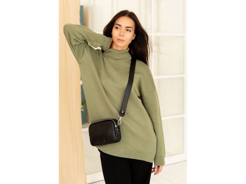 Женская кожаная сумка поясная/кроссбоди Holly черная, фото 2