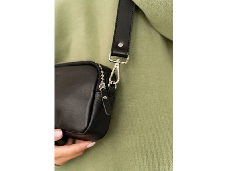 Женская кожаная сумка поясная/кроссбоди Holly черная, фото 6