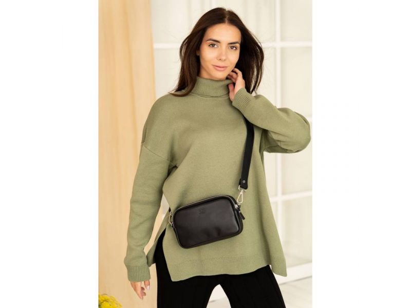 Женская кожаная сумка поясная/кроссбоди Holly черная, фото 7