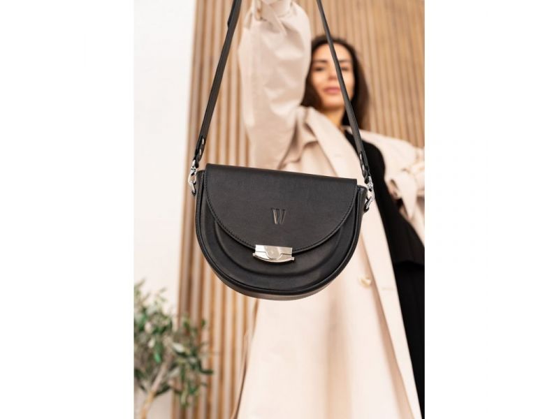 Женская кожаная сумка Kira Черная, фото 6