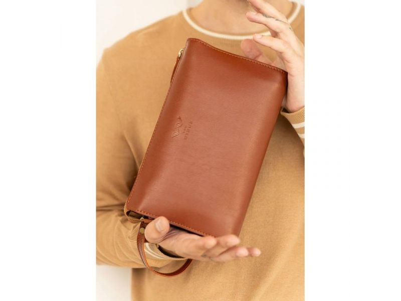 Кожаный млатч светло-коричневый краст, фото 1