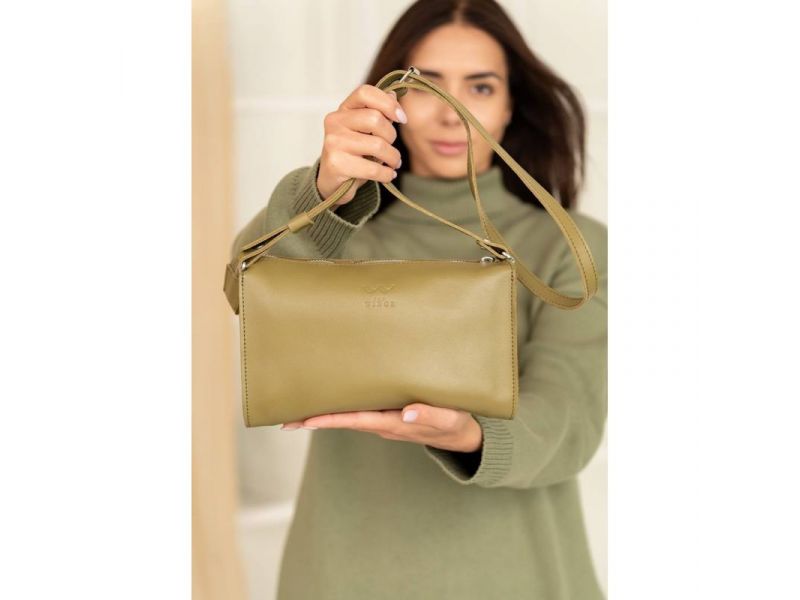 Кожаный млатч оливковый краст, фото 8