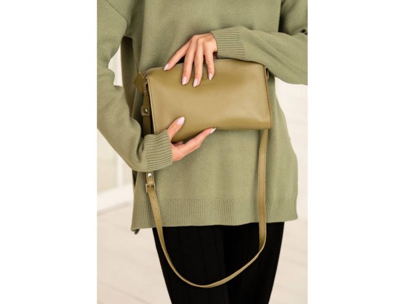 Кожаный млатч оливковый краст, фото 9