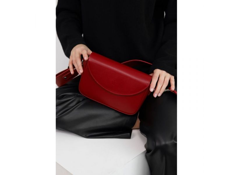 Женская кожаная сумка Molly красная, фото 1