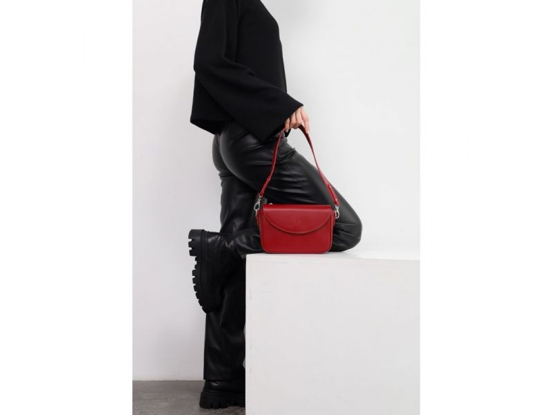 Женская кожаная сумка Molly красная, фото 2