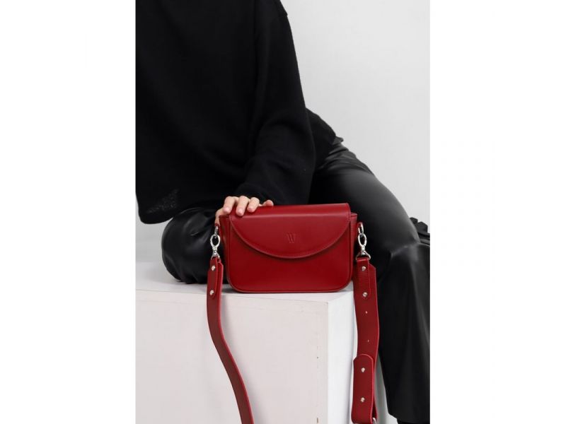 Женская кожаная сумка Molly красная, фото 3