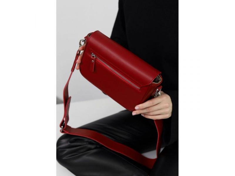 Женская кожаная сумка Molly красная, фото 6